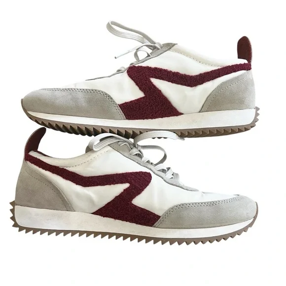 rag & bone Retro Runner Low-Top Sneakers Cream Burgundy size 10 - Picture 12 of 13
